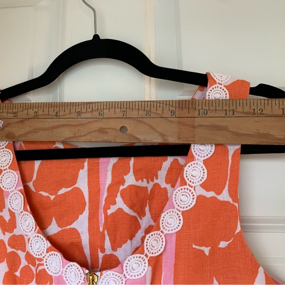 Lilly Pulitzer Pink Coral Sleeveless Mini Dress Giraffe Animal Print Linen Sz 6 - Picture 14 of 15